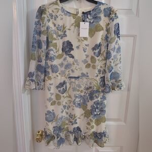 Floral Mini Dress in Blue and Green